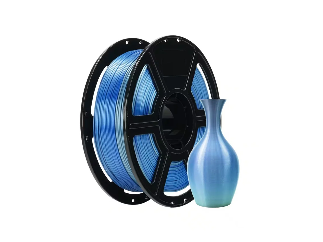 **Flashforge - PLA Silk Rainbow 3D Printer Filament-1.75mm-1kg (2.2 lbs) Spool - Silver&Blue**