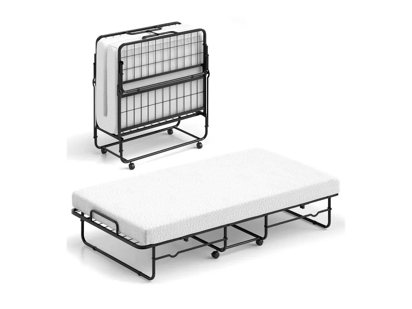 **Costway - Portable Folding Bed 38" x 75" Twin-Size Rollaway Guest Bed - Black**