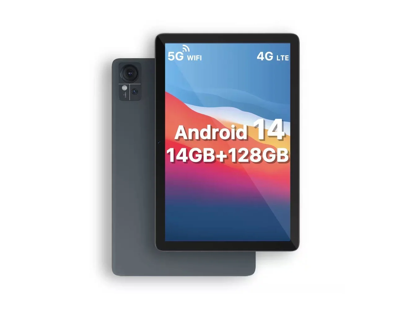 **Qukenk - Newest Android 14 Tablet 10.1 Inch, 2026 Tablets Octa-Core 2.0GHz, 128GB ROM+14GB RAM+512GB Expandable, Android Tablet - Gray**
