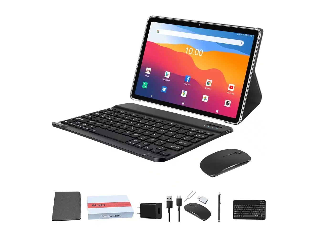 **ANTEMPER - 2026 Latest Android Tablet, 10 Inch, 128GB+16GB(8+8)+512GB Expand, Octa-Core Processor, 2 in 1 with Keyboard Case Mouse - Black**