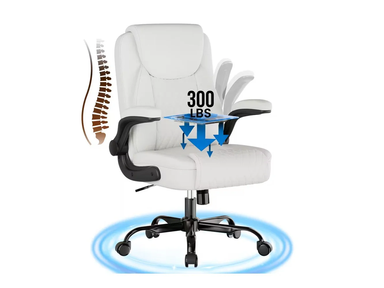 **CloudRest Pro - Office Chair with Flip-up Arms Gaming Chair Ergonomic Computer Gamer Chair - White**