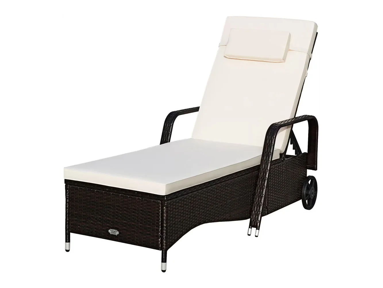 **Costway - Patio Rattan Lounge Chair Chaise Adjustable Recliner Cushioned Sofa Garden - White**