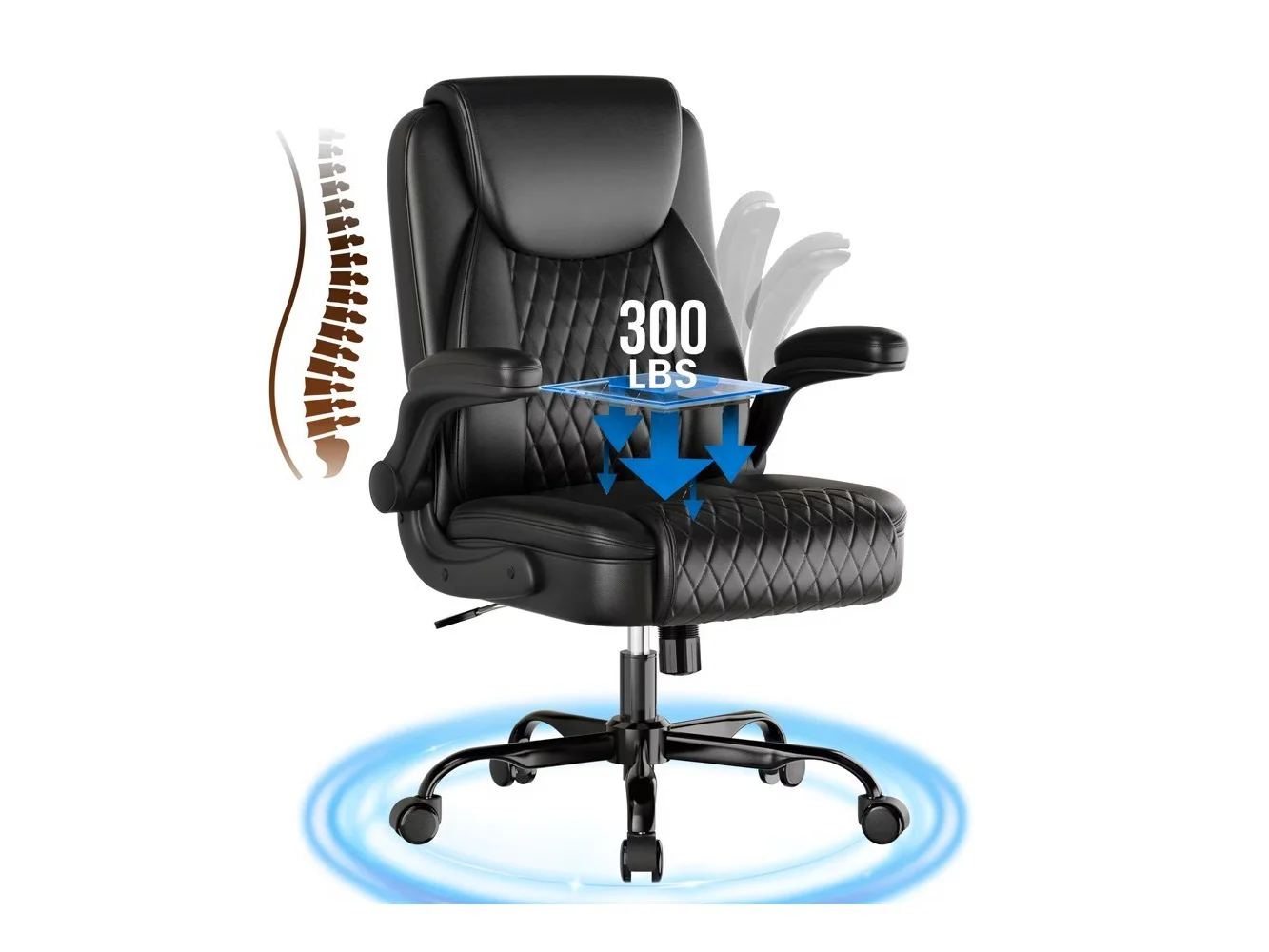 **CloudRest Pro - Office Chair with Flip-up Arms Gaming Chair Ergonomic Computer Gamer Chair - Black**