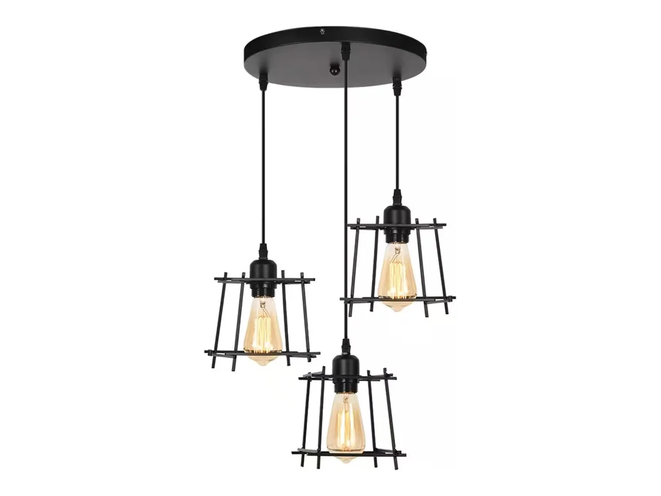 **Oumilen - Industrial 3-Light Cage Pendant Light**