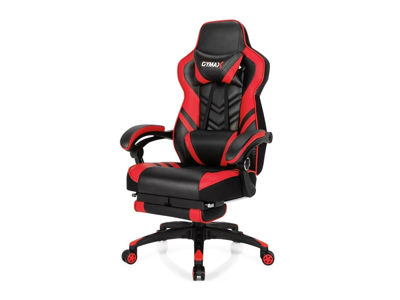 **Costway - Adjustable Gaming Chair with Footrest - Red and Black**