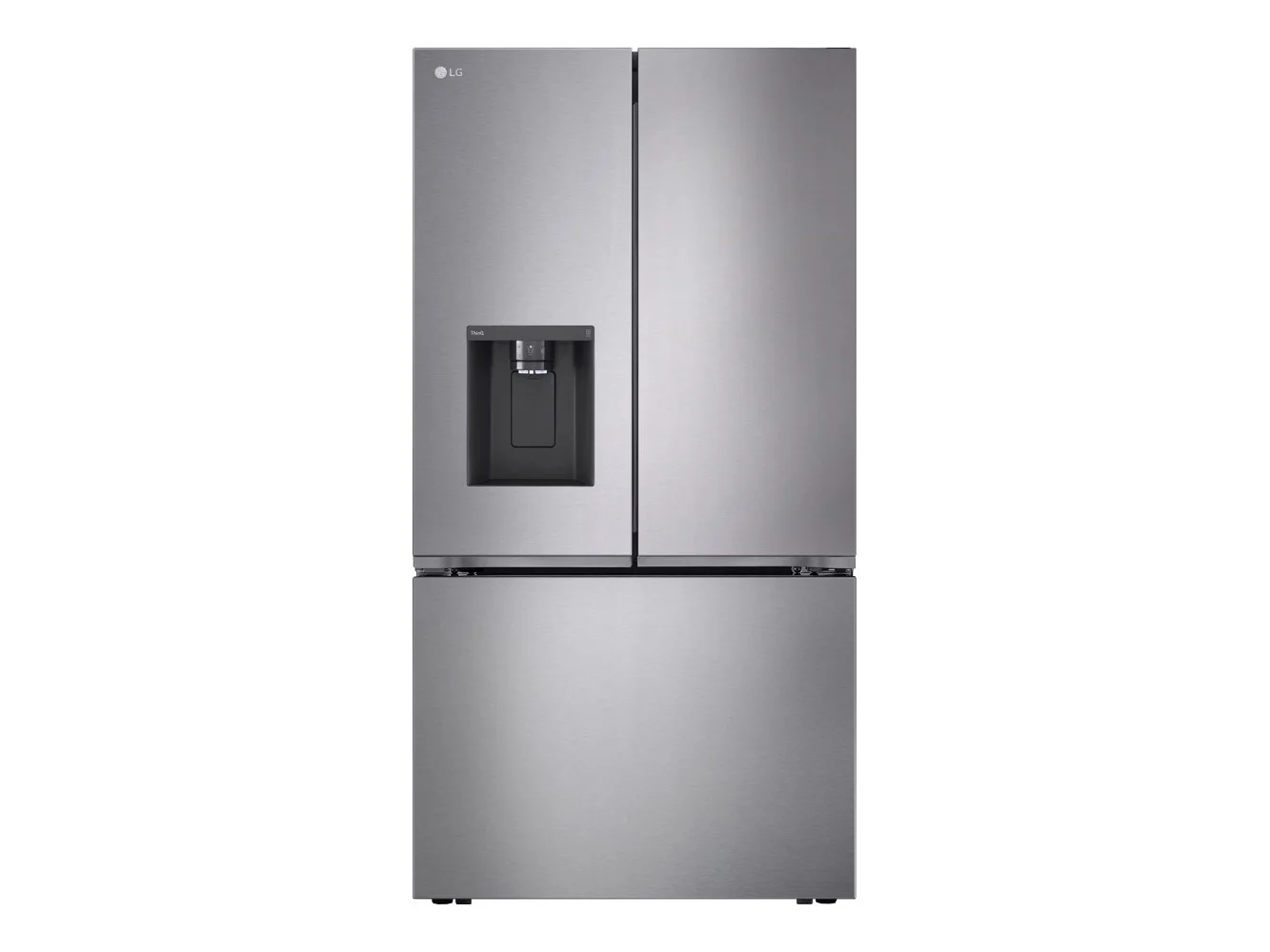 **LG - 36-in Counter-Depth MAX 25.5 Cu. Ft. French Door Smart Refrigerator with Ice Plus - PrintProof Stainless Steel Look**