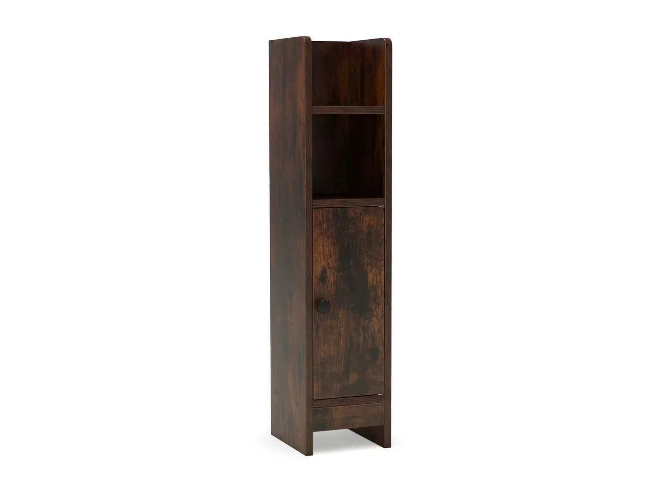 **Costway - Bathroom Storage Cabinet with Adjustable Shelf 1 Door & 2 Open Shelves Living Room - Brown**