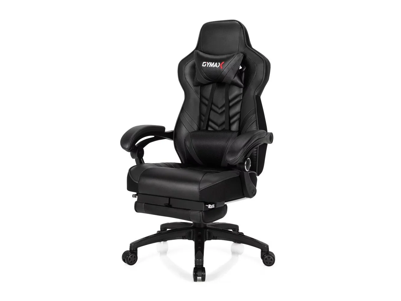 **Costway - Adjustable Gaming Chair with Footrest - Black**