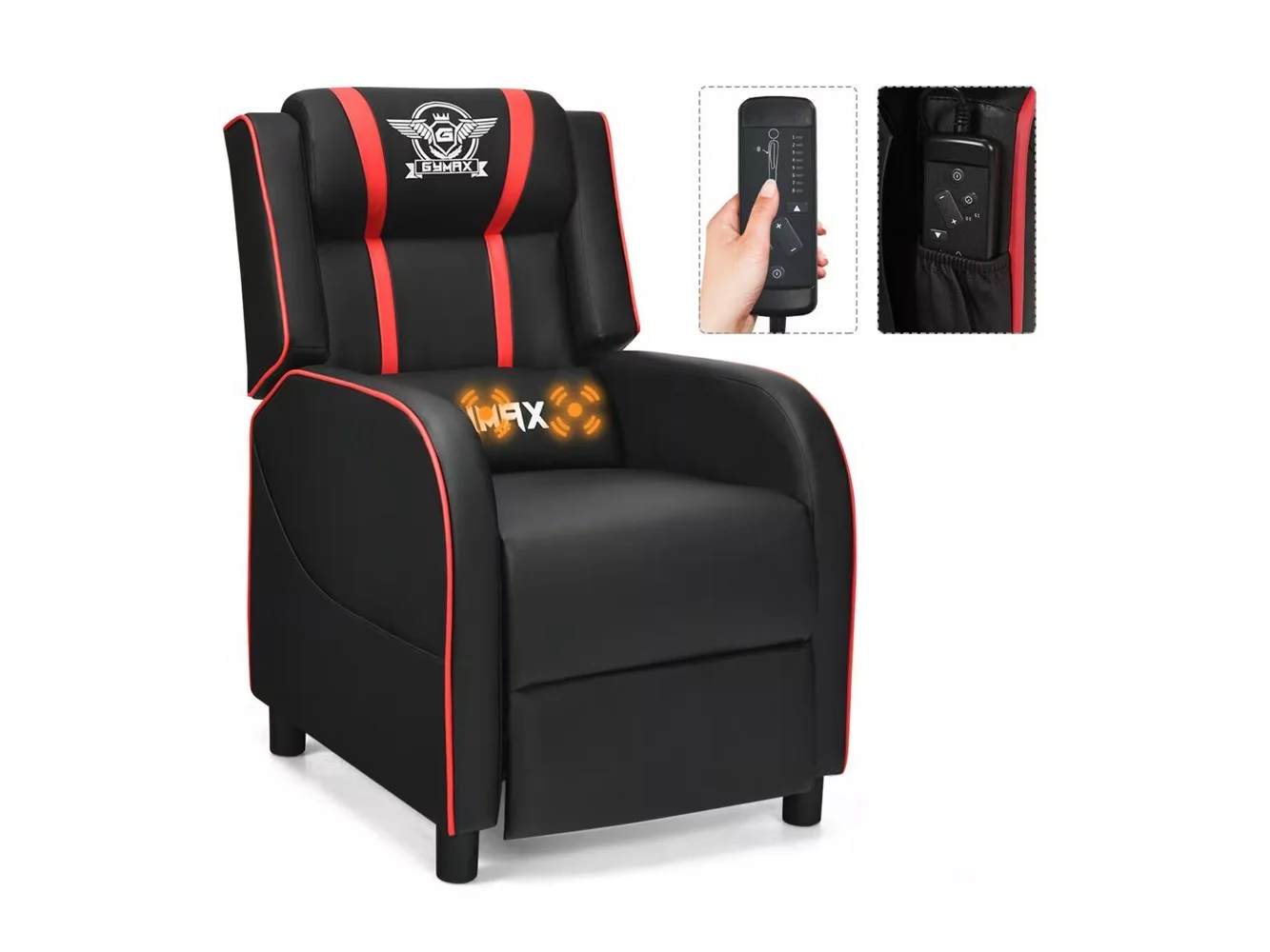 **Costway - Theater Style Massage Gaming Chair - Red + Black**