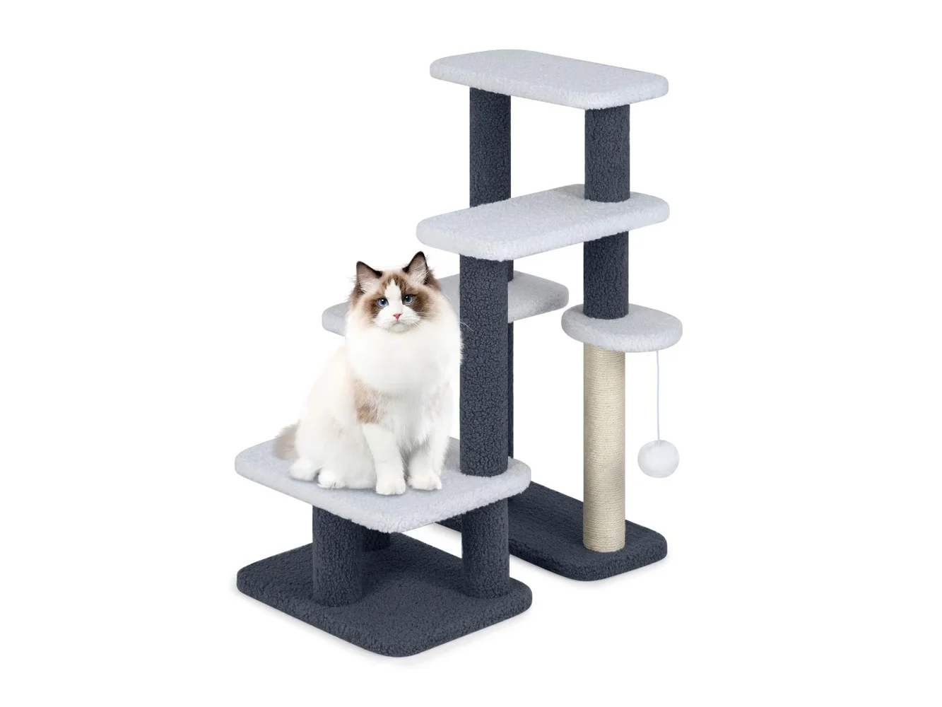 **Gymax - 2-in-1 Cat Tree Tower Pet Steps w/ Scratching Posts Hanging Toy Ball Perch - GYM19080**