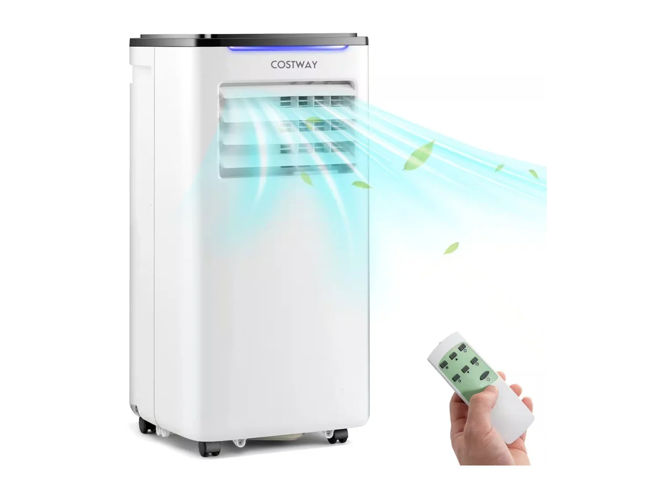 **Costway - 7100 BTU Portable Air Conditioner Cools up to 350 sq.ft 3-in-1 AC Unit w/ Cool Dehum Fan Sleep Mode - White**