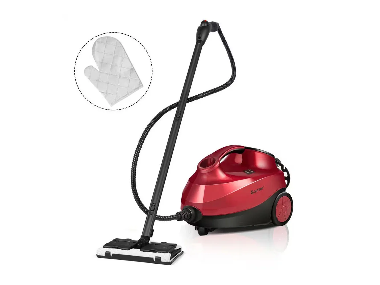 **Costway - 2000W Heavy Duty Steam Cleaner Mop Multi-Purpose W/19 Accessories 4.0 Bar 1.5L - Red**