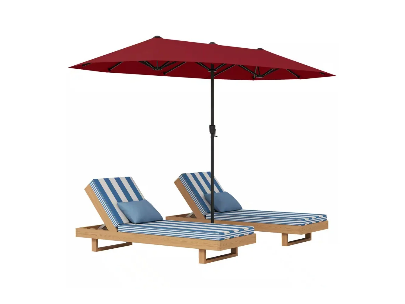 **Gymax - 13 FT Double-sided Patio Umbrella Outdoor Large Twin Size Umbrella - Red**