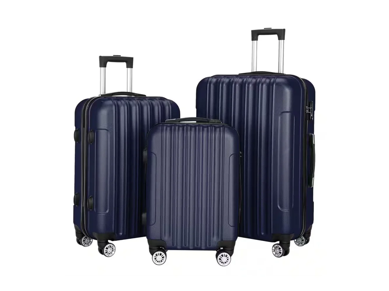 **Winado - 20"****/24****"****/28****" 3 Piece Trolley Carry On ABS Luggage Lightweight Hardside Suitcase Set Spinner Wheels & TSA Lock for Travel - Dark Blue**
