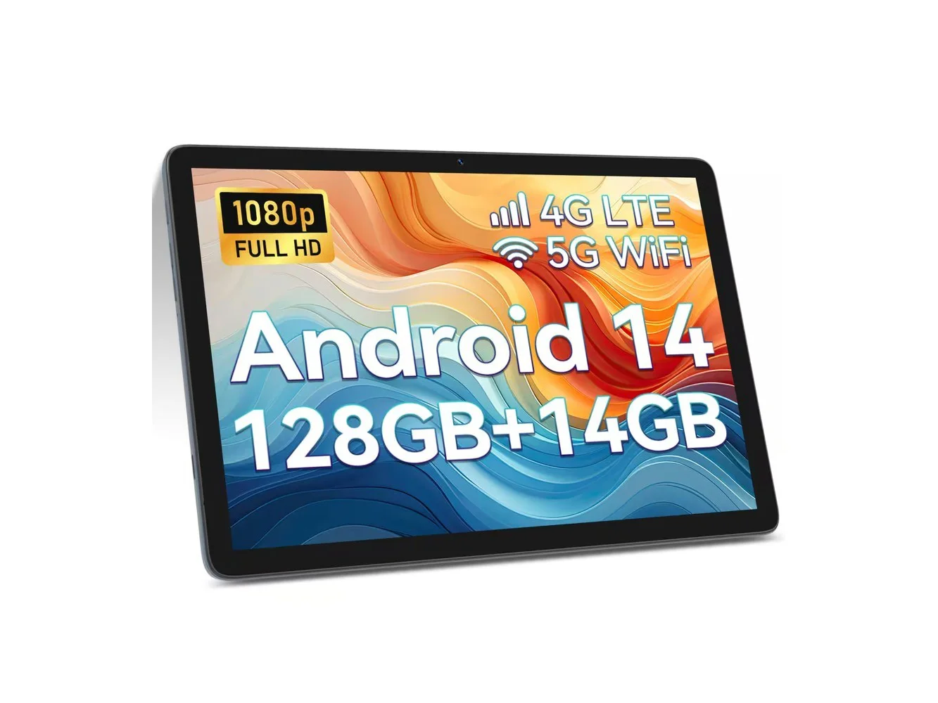 **Qukenk - 10 Inch Android Tablet, 2026 Latest Android 14 Tablet 128GB ROM+14GB RAM (8+6Virtual), Octa-Core Powerful - Gray**