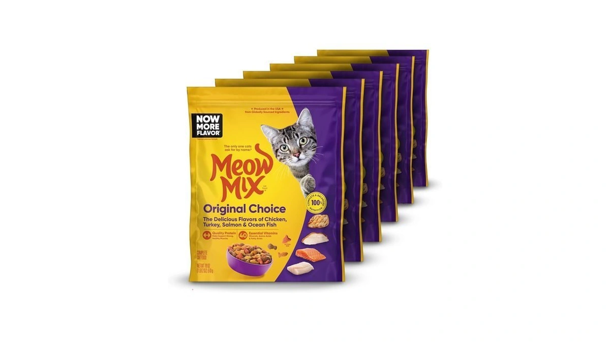 Meow Mix Original Choice Dry Cat Food, 18 Oz Pouches