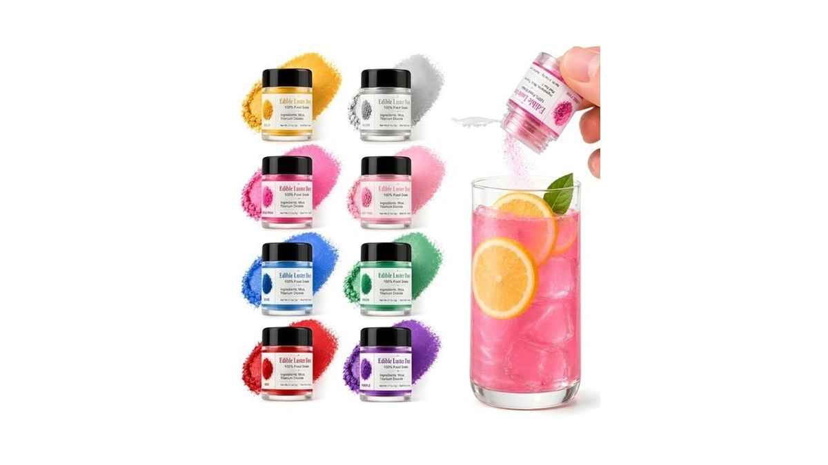 8 Colors Luster Dust Edible Set, 100% Food Grade Edible