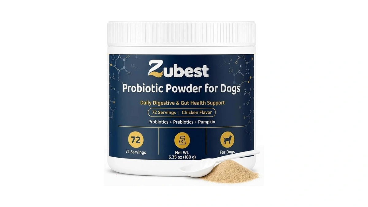 Zubest Probiotics For Dogs, Powder With Prebiotics, 4.2b Cfu, 72