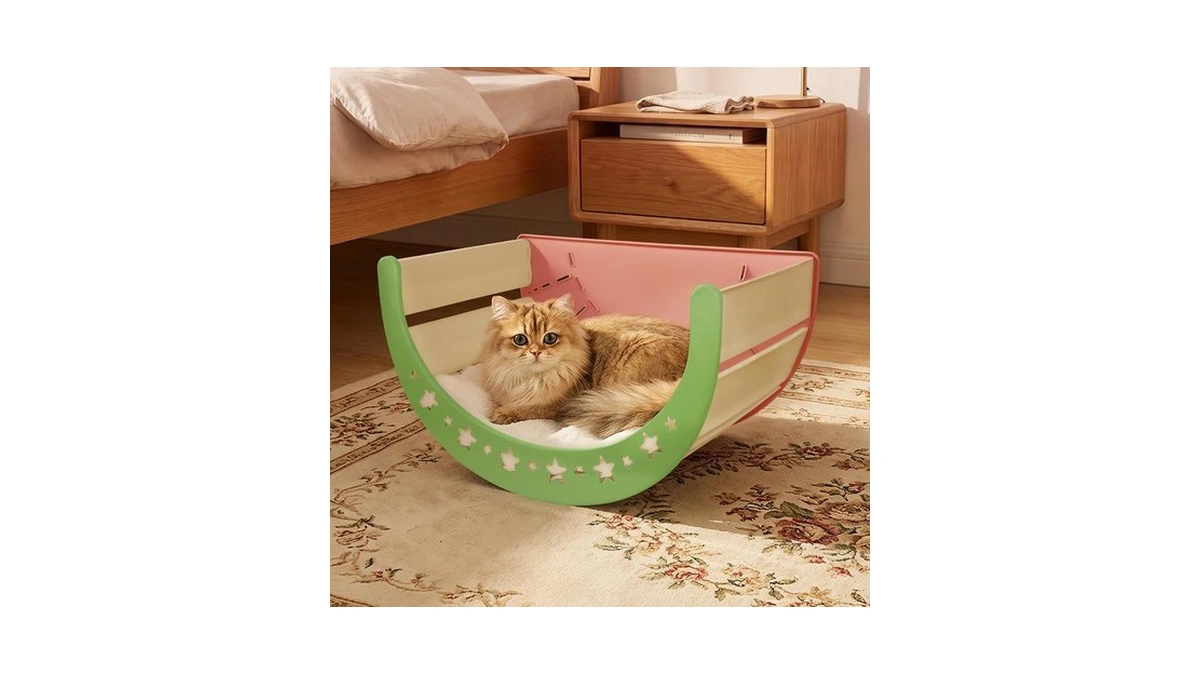 Evibox 3-in-1 Crescent Elevated Cat Bed With Removable Sisal Scratcher