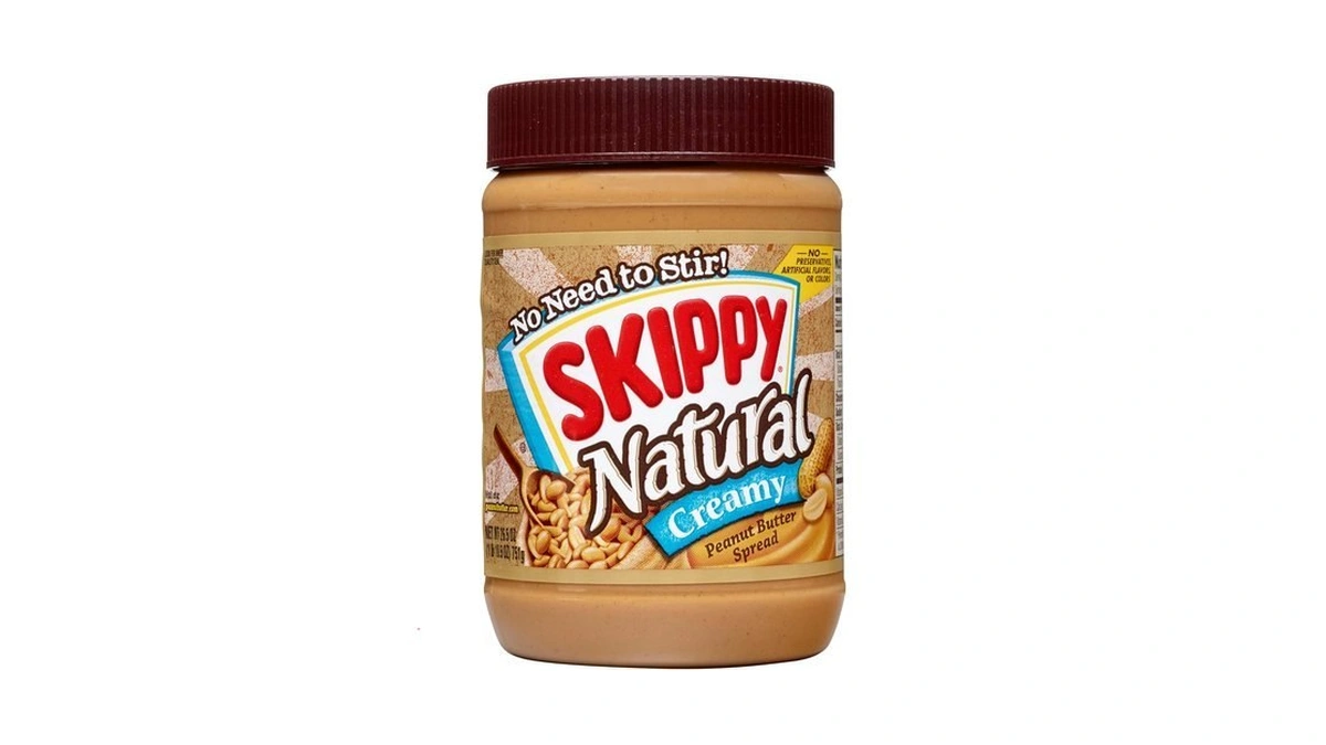 Skippy Natural Creamy Peanut Butter Spread, Plant Based Protein, 26.5oz
