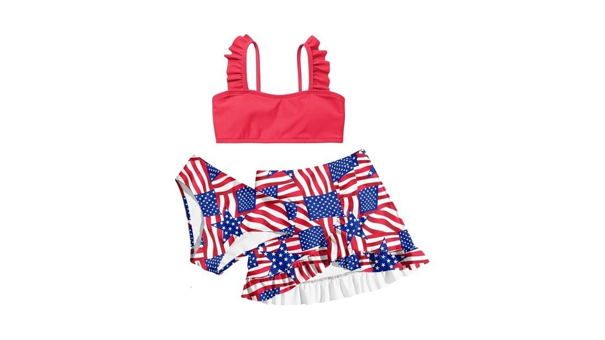 Girls American Flag Swimsuit Size 6 Usa Bathing Suits 3