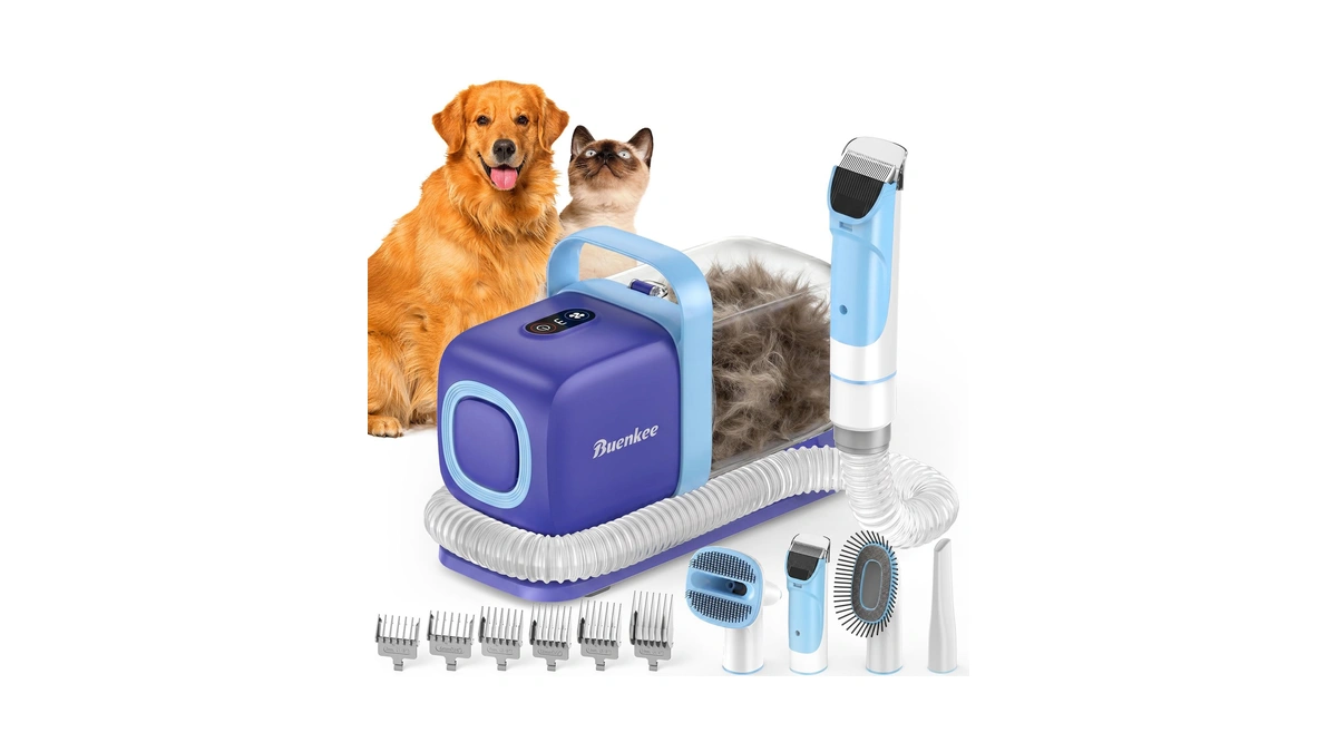 Buenkee Dog Grooming Vacuum Kit, 15000pa Clipper, Shedding Brush, 2l,