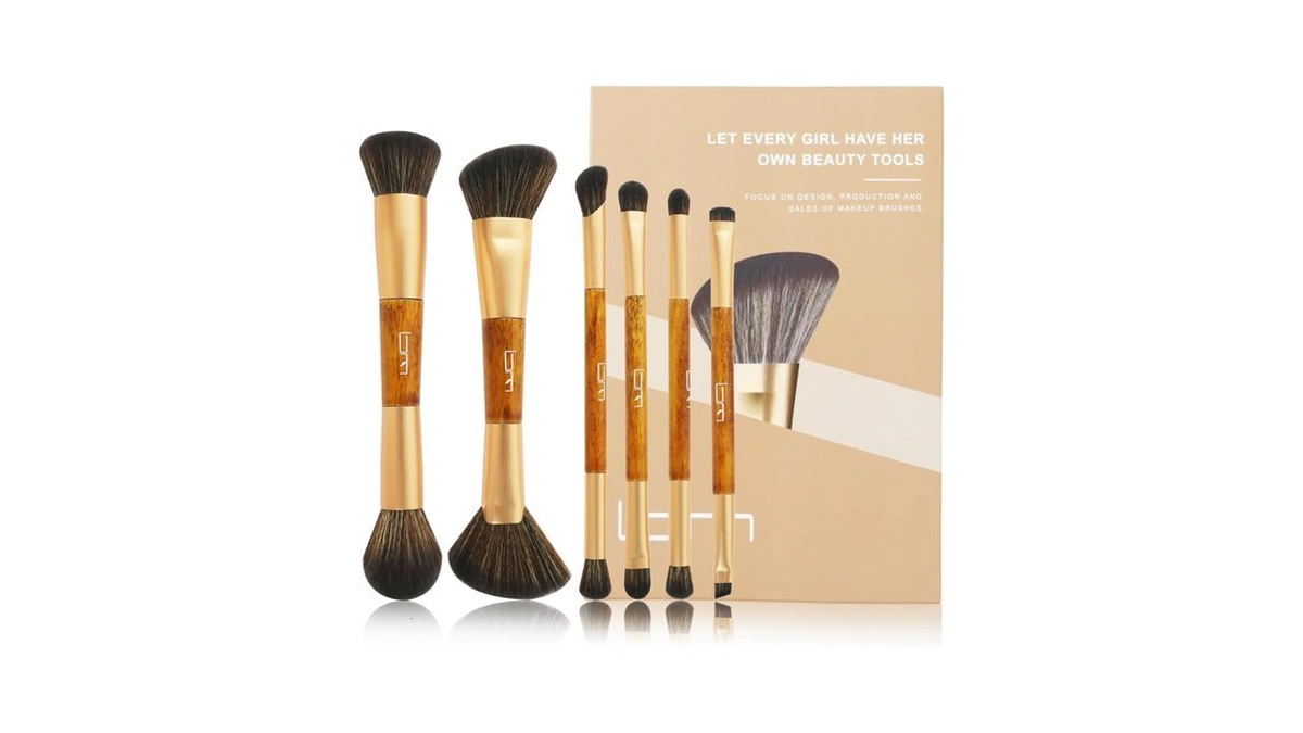 Brush Master Travel Makeup Brushes Set W/pouch, 5pcs Double Ended