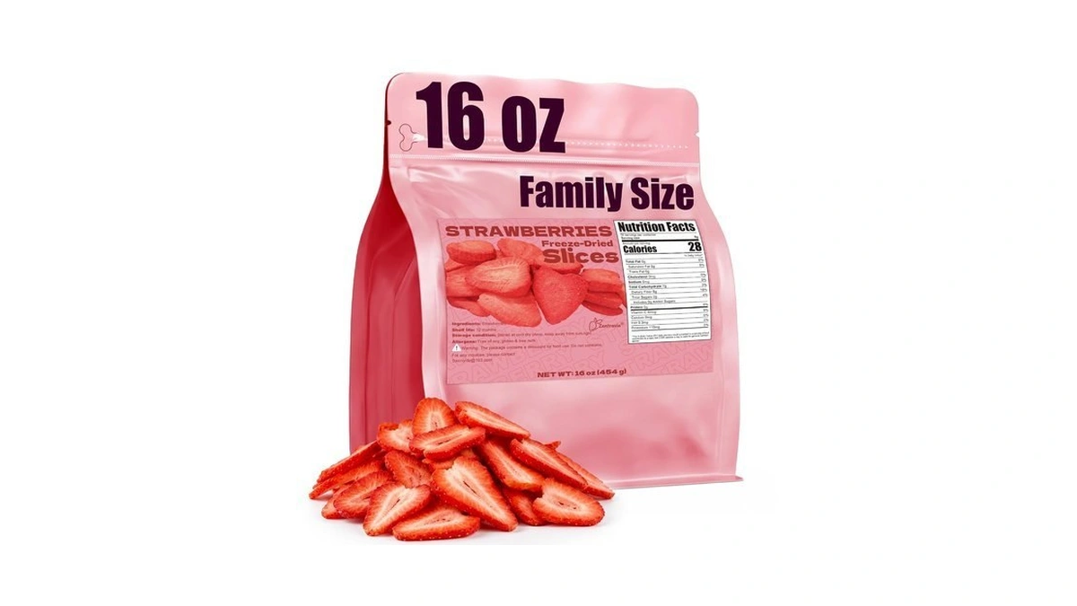 16oz Freeze Dried Strawberries Slices, Dehydrated Strawberry Fruit Bulk