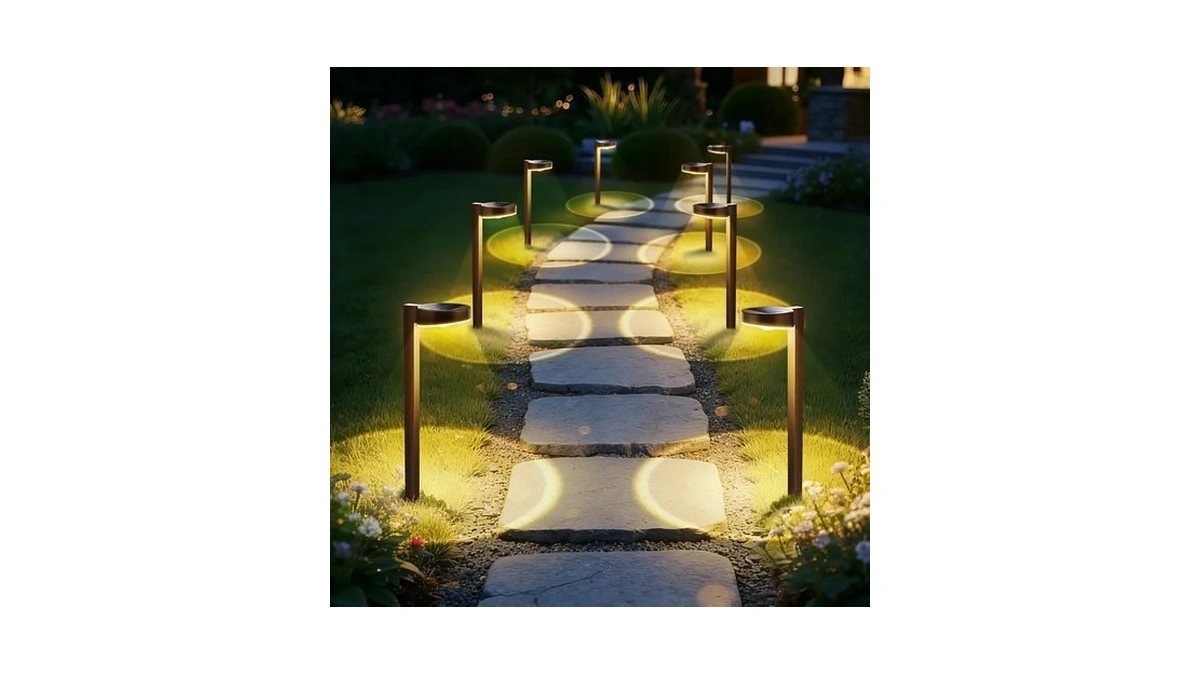 Aponuo 12 Pack Solar Pathway Lights Outdoor, 3 Color Temperatures