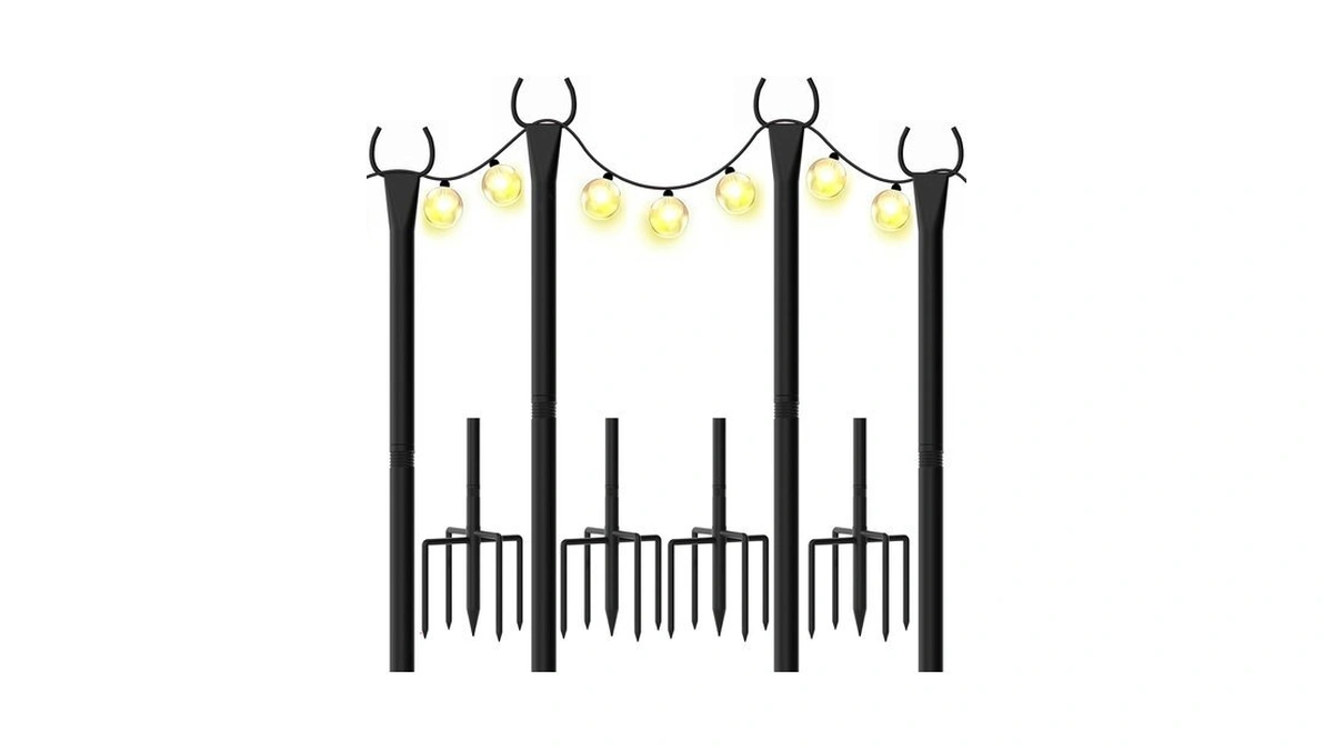 Wevalor String Light Poles For Outside, 10ft Outdoor Poles For