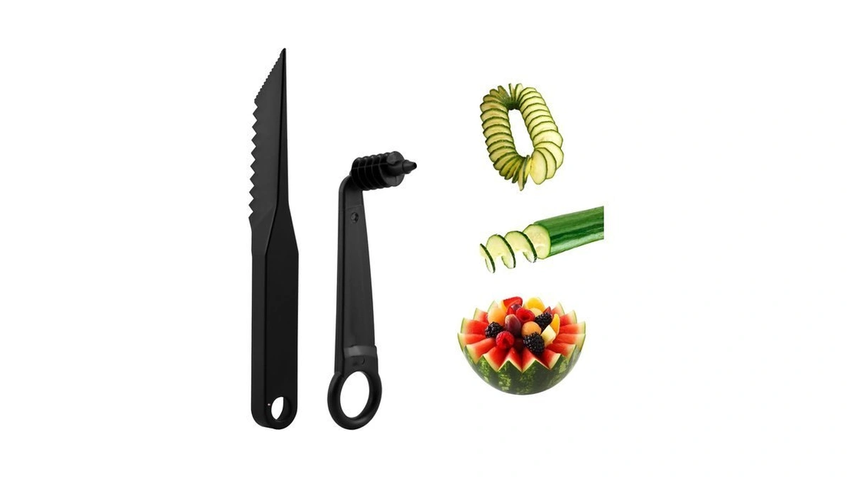 Tilzika Handheld Spiral Vegetable Cutter 2 Pc With V Carving