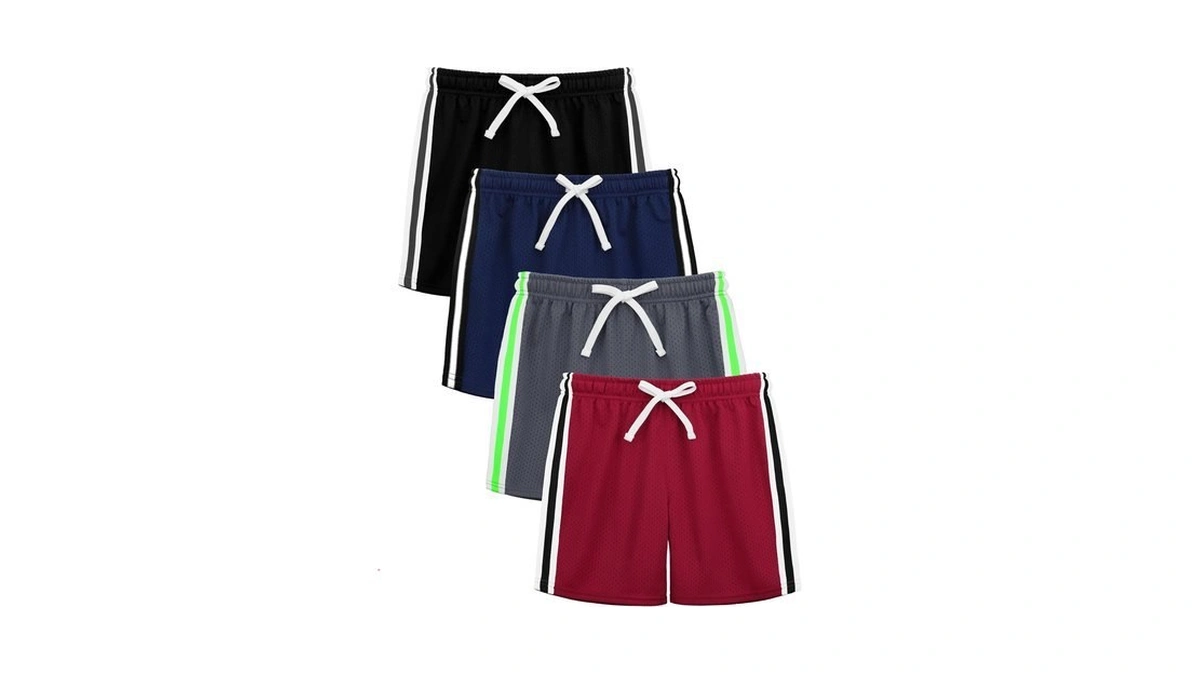 Jorhig 4 Pack Toddler Boy Shorts Double-layer Mesh Basketball Soccer
