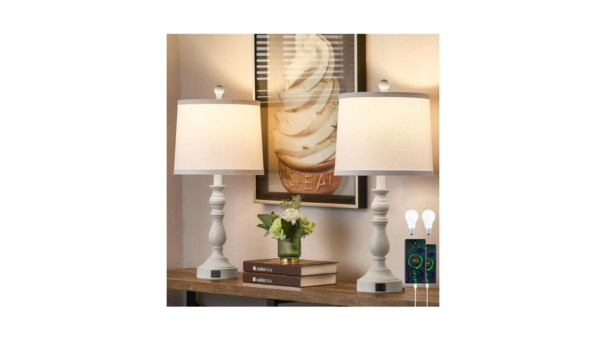 Leasgy 23'' Table Lamps Set Of 2, Lamps For Bedroom,