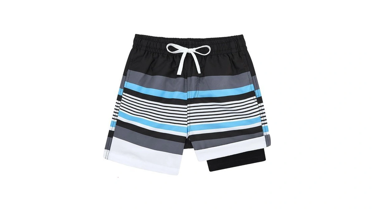 Belovecol Striped Compression Liner Swim Trunks Boys Swimming Shorts Anti-chafe