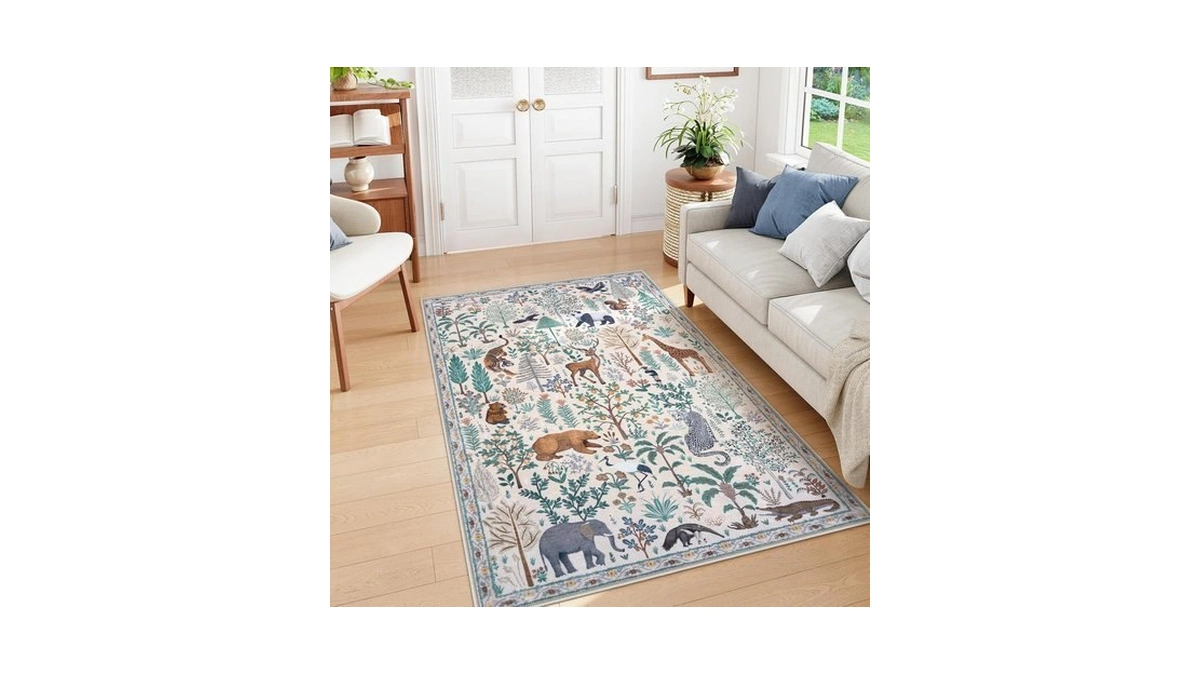 Ojia Jungle Print Washable Area Rugs 5x7 Soft Modern Rugs