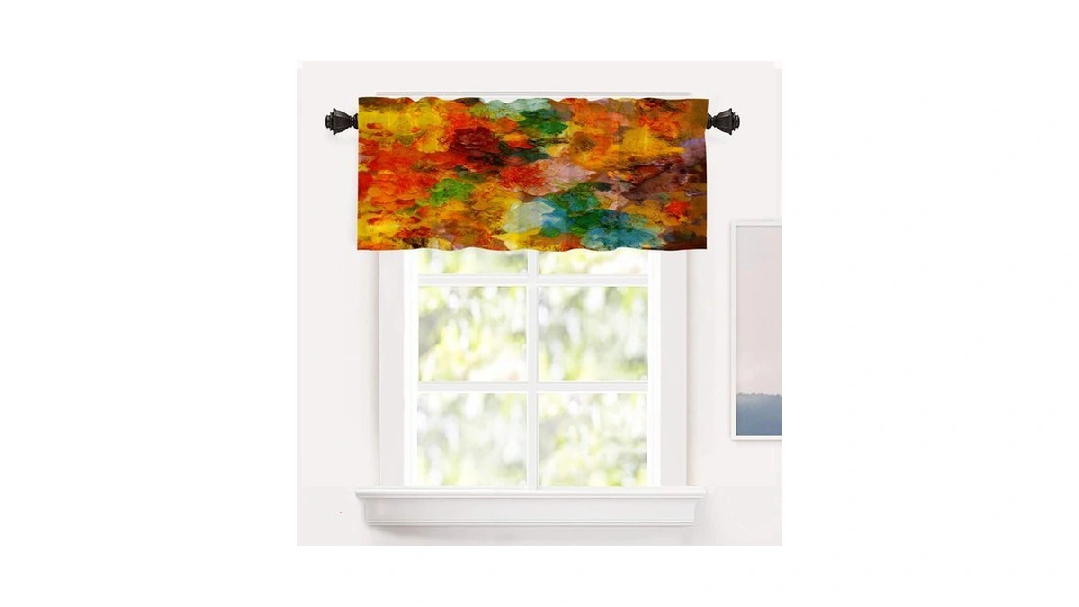 Shrahala Kitchen Valance, Abstract Paint 8 Multib, Polyester, 52 X