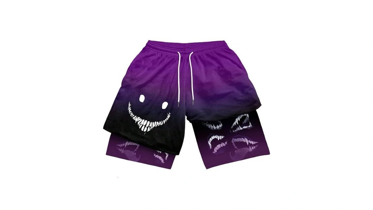 Gorglitter Men's 2 In 1 Anime Graphic Gym Shorts Basketball