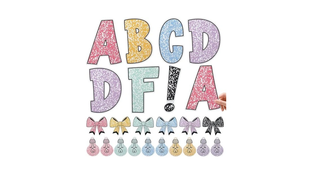 Wavyknot 120 Pcs 6 Inch Bulletin Board Letters Cutouts Classroom,pastel