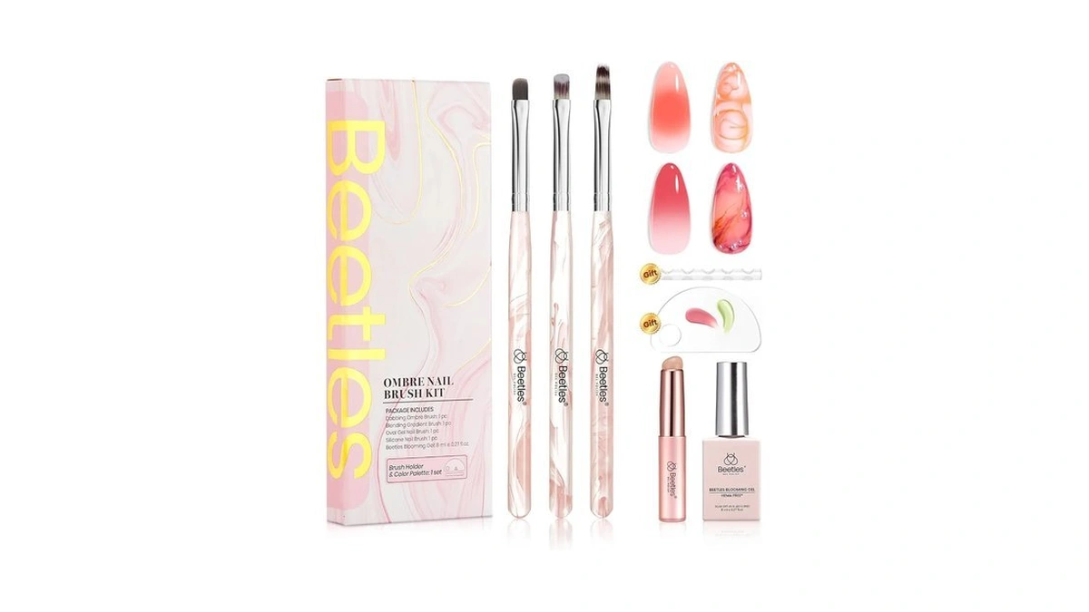 Beetles Blooming Gel And Nail Art Brushes Set With Silicone