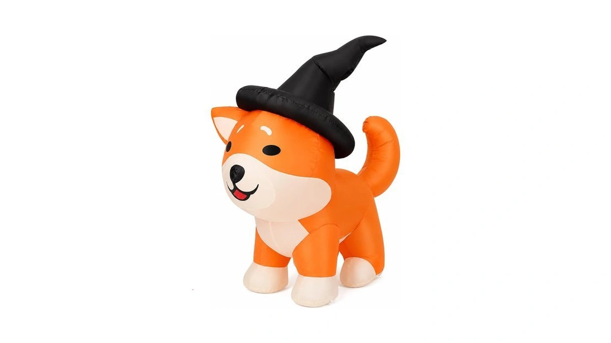 Comin 4 Ft Halloween Inflatable Wizard Corgi Dog Outdoor Decorations