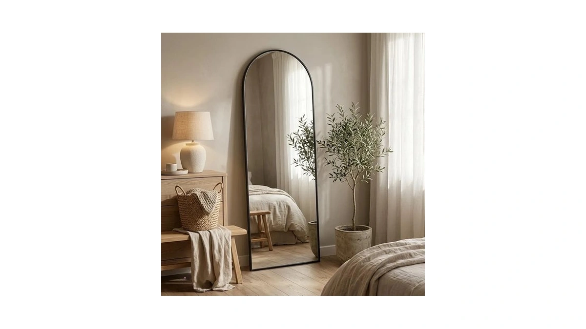 Nbgv 57"x17" Floor Mirror Full Length, Arched Full Length Mirror