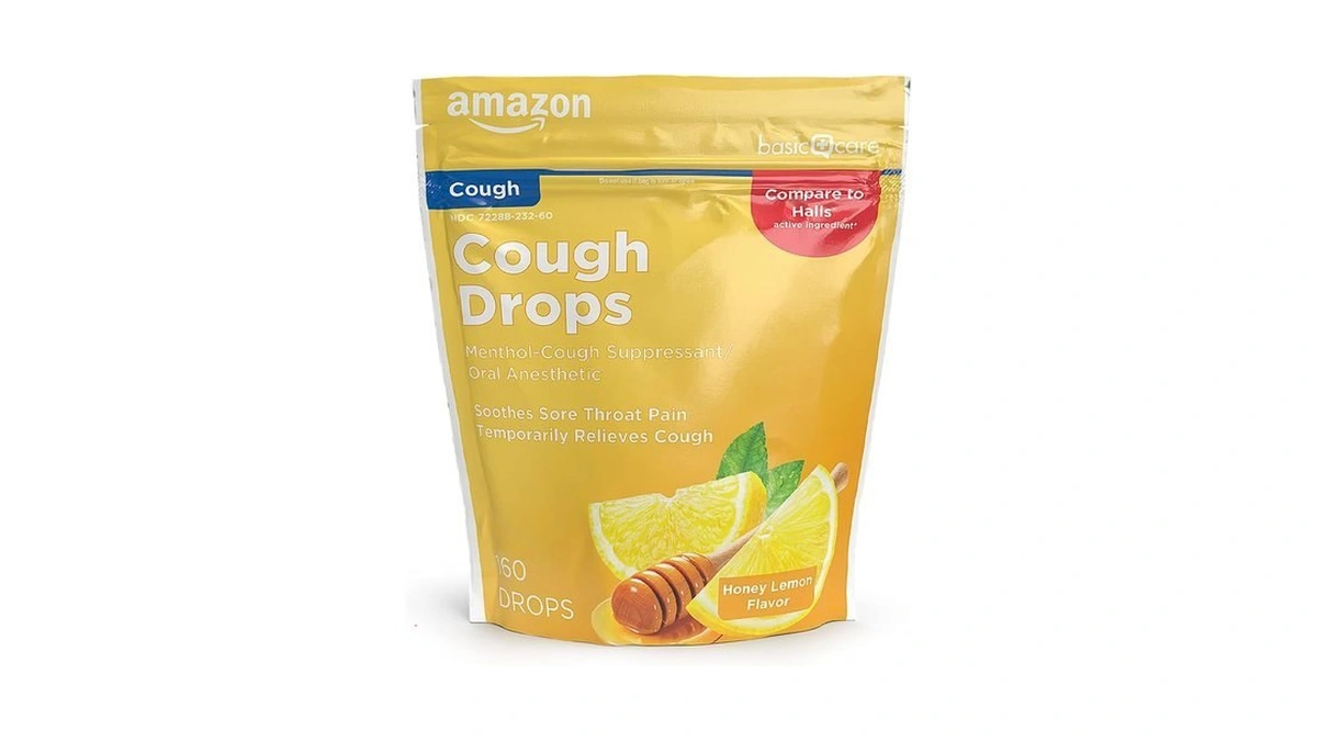 Amazon Basic Care Honey Lemon Menthol Cough Drops For Sore