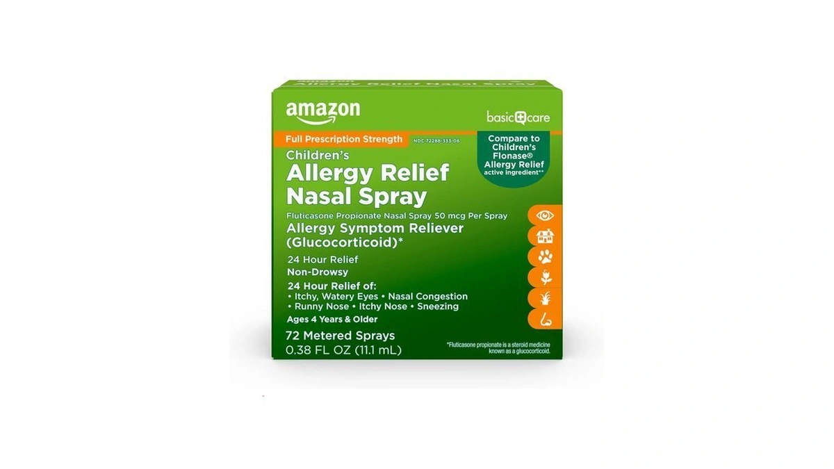 Amazon Basic Care Children's Fluticasone Propionate Nasal Spray, 24-hour Allergy