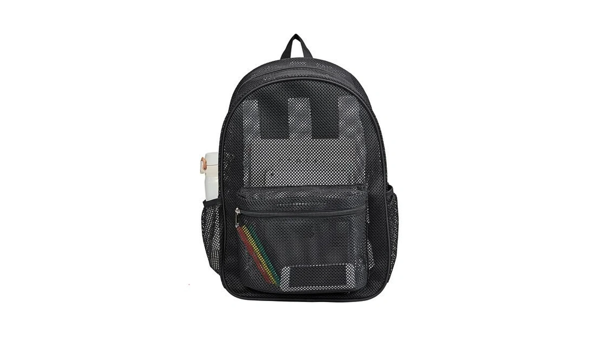 Covax Heavy Duty Mesh Backpack, See Through College Backpack, Black