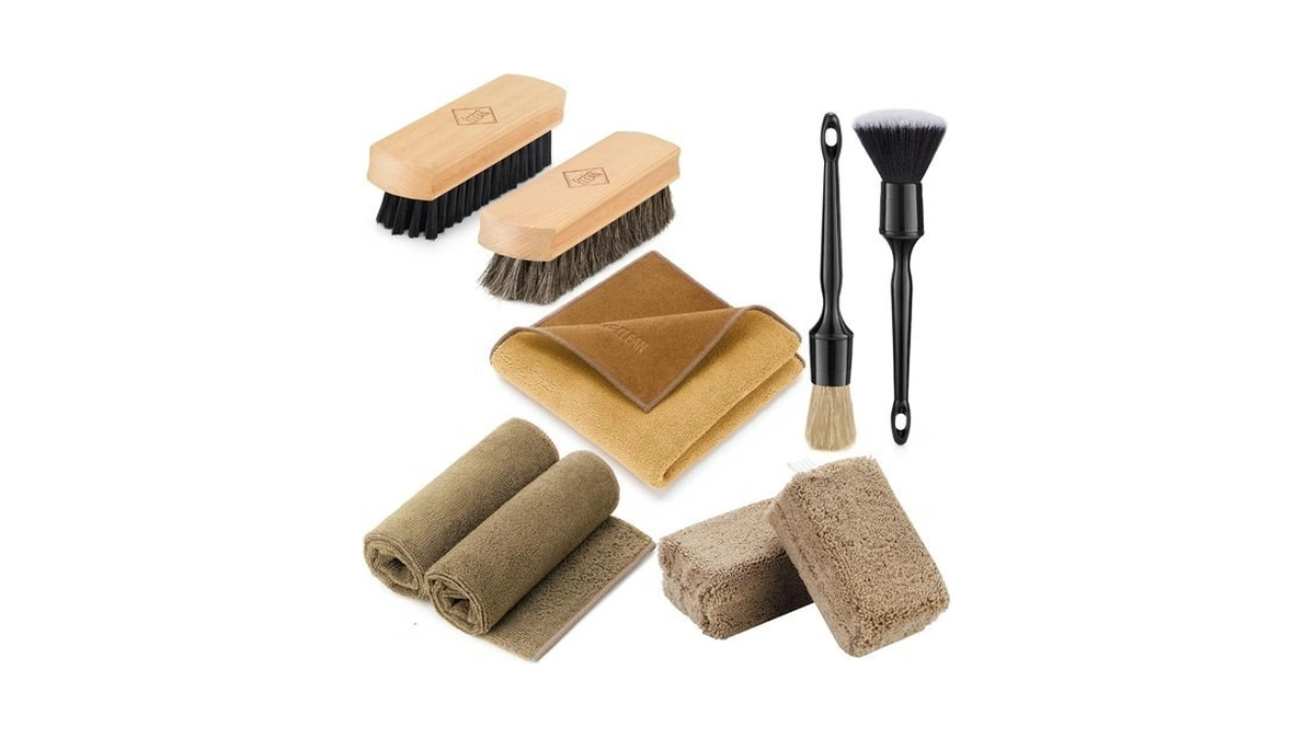 Fantasticlean Car Interior Detailing Kit, Leather Cleaner Brush Set, 9pcs