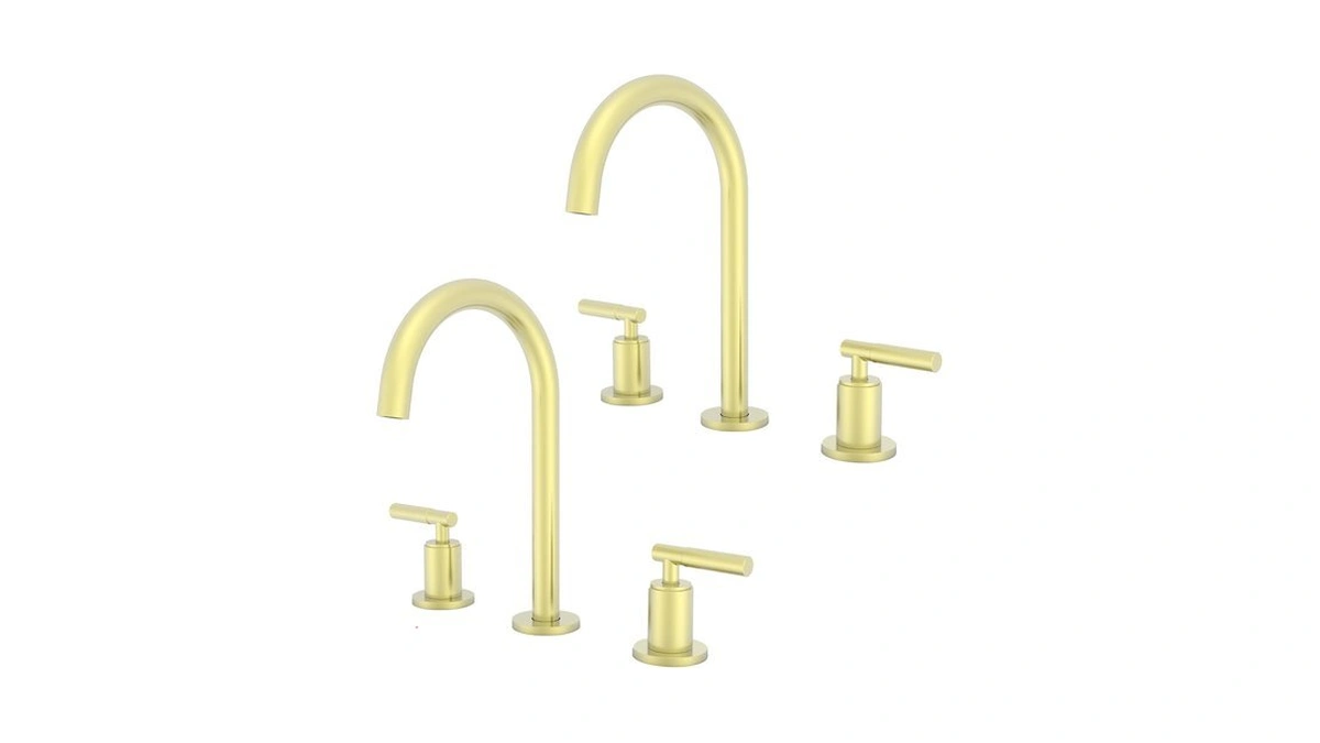 Indare Brushed Gold Widespread Bathroom Faucets, 2 Pack, Brass, 3-hole