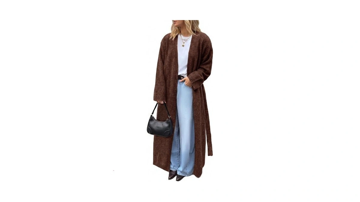Tankaneo Womens Long Cardigan Sweater Oversized Open Front Coat With