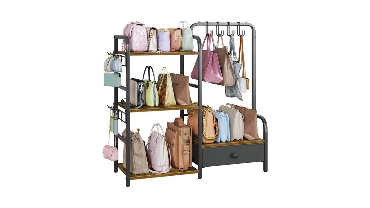 Purse Organizer For Closet, With Bottom Drawer, Extra Large Capacity