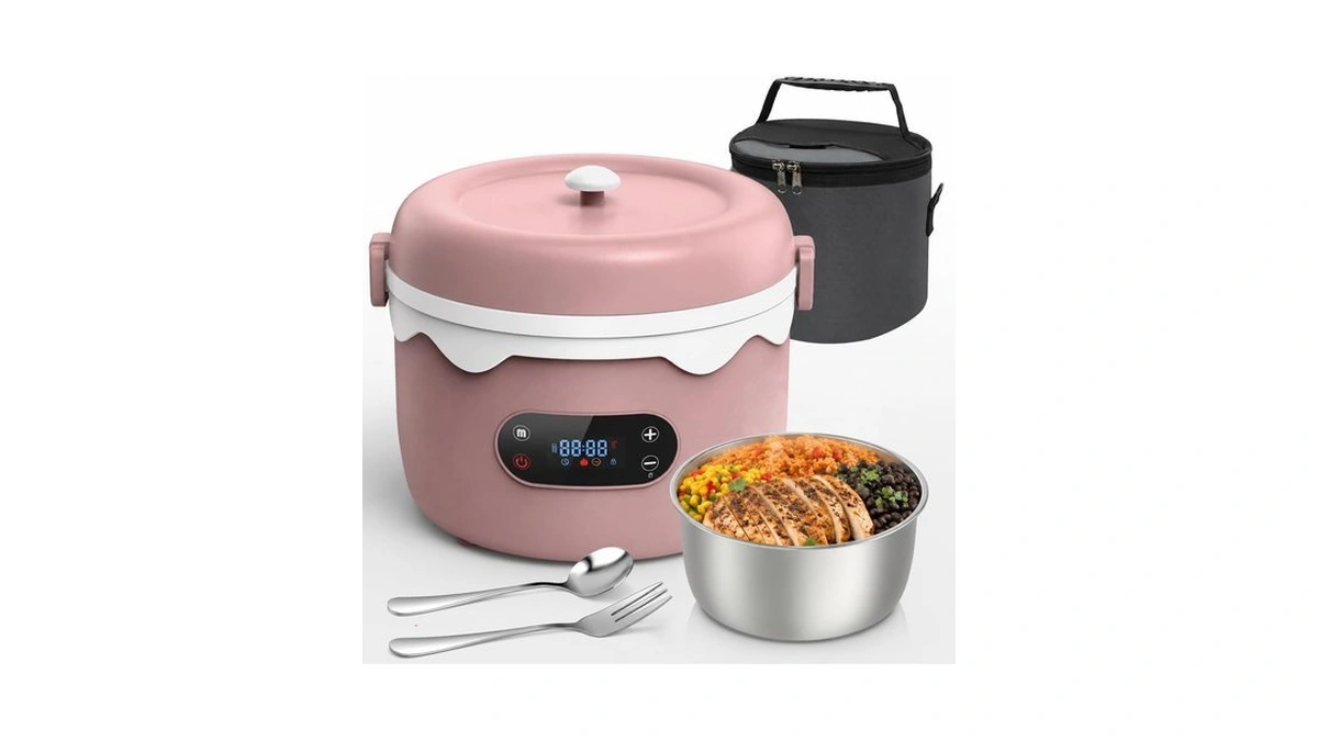 Fruthiery Cordless Electric Lunch Box, 1.1l Rechargeable, Pink
