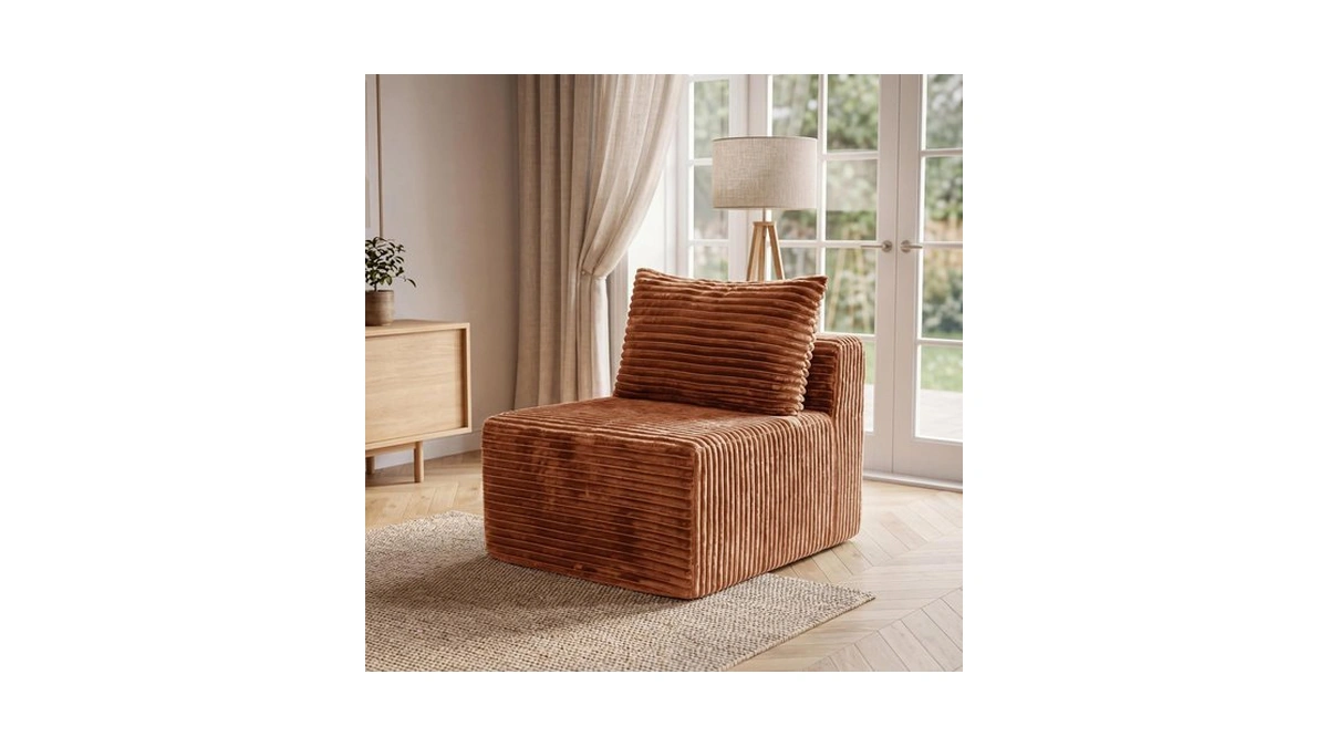 34.6”modular Sectional Armless Middle Sofa Seat Boneless Corduroy Cloud Chair